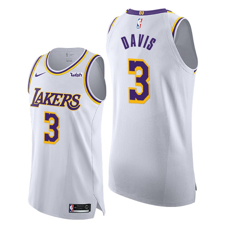 Men's Los Angeles Lakers Anthony Davis #3 NBA Authentic Association Edition White Basketball Jersey XSH0483VZ